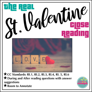 Preview of The Real St. Valentine Close Reading Informational Text w/ Annotation and Qs