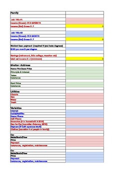Preview of The Real World- Family Budget Spreadsheet