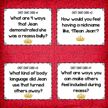 The Recess Queen Chit Chat Cards Freebie For Grades 3 6 Tpt