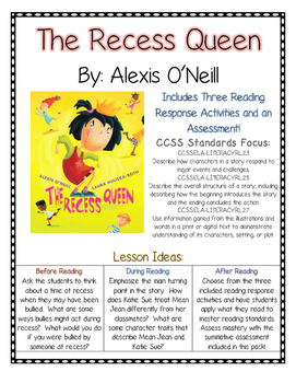 The Recess Queen Worksheets Teachers Pay Teachers