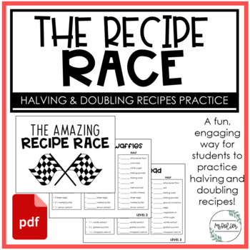 Preview of The Recipe Race Activity | Doubling Halving Fractions Practice | FCS
