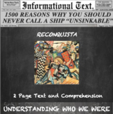 The Reconquista:  Informational Text Homework Worksheet