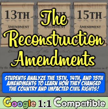 Preview of Reconstruction Era and 13th, 14th, 15th Amendments | End of Civil War Activity