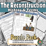 The Reconstruction Crossword Puzzle, CLOZE Worksheet, and 