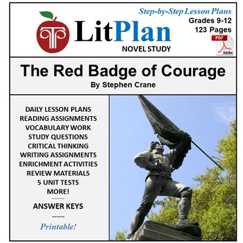 Preview of The Red Badge of Courage LitPlan Novel Study Unit, Activities, Questions, Test