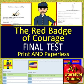 Preview of The Red Badge of Courage Test - Printable AND Self-Grading Questions and Answers