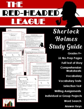 Preview of Sherlock Holmes THE RED-HEADED LEAGUE Close Reading Study Guide | Worksheets