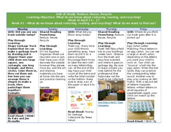 Preview of The Reduce, Reuse, Recycle Unit: activities for home