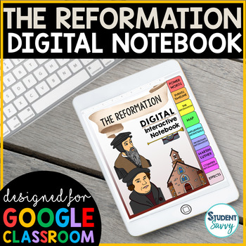 Preview of The Reformation Interactive Notebook - Digital Notebook Middle Ages Google  