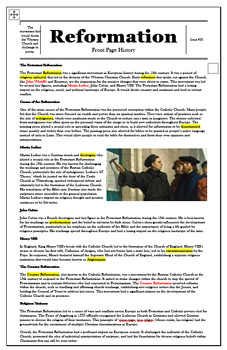 Preview of The Reformation & Luther: Worksheets & Quiz (2 bonus articles included)