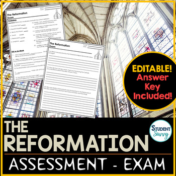 Preview of The Reformation Test - Exam - Assessment Quiz Counter Reformation