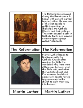 Preview of The Reformation - Three/Four Part Cards