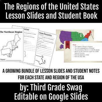 Preview of The Regions of the United States | Editable Teacher Slides and Student Notes