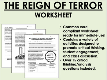 Preview of The Reign of Terror worksheet