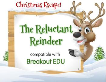 Preview of The Reluctant Reindeer Christmas Breakout / Escape Game for Primary Grades