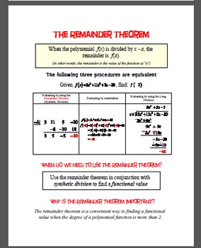 Preview of The Remainder Theorem