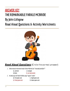 Preview of The Remarkable Farkle McBride Read Aloud Question Guide & Activity