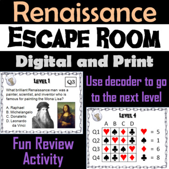 Preview of Renaissance Activity Escape Room (Leonardo da Vinci, Galileo, Shakespeare)