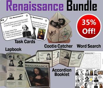 Preview of The Renaissance Task Cards & Activities: Leonardo da Vinci, Galileo, Shakespeare