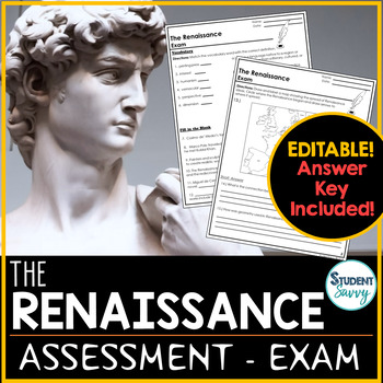 Preview of The Renaissance Test - Exam - Assessment Quiz Review Worksheet 