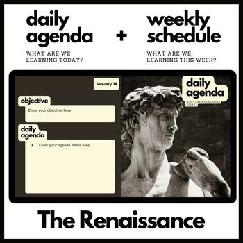 Preview of The Renaissance Themed Daily Agenda + Weekly Schedule for Google Slides