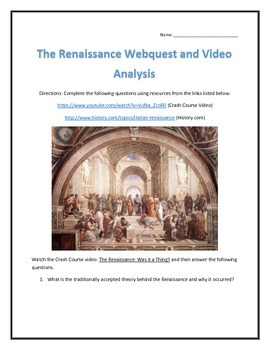 Preview of The Renaissance- Webquest and Video Analysis with Key
