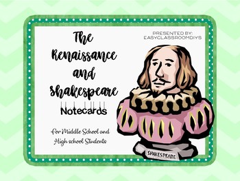 Preview of The Renaissance and Shakespeare - Notecards