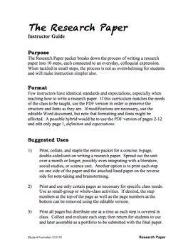 The Research Paper by Student Formation | Teachers Pay Teachers