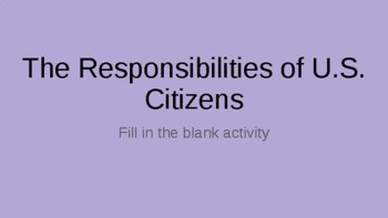 Preview of The Responsibilities of U.S. Citizens