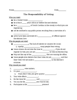 Preview of The Responsibility of Voting- Guided Notes