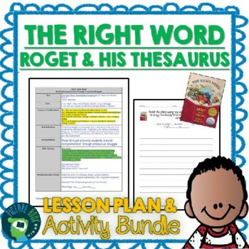 Preview of The Right Word by Jen Bryant Lesson Plan & Activities