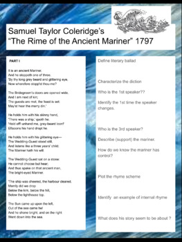 Preview of The Rime of the Ancient Mariner unit 