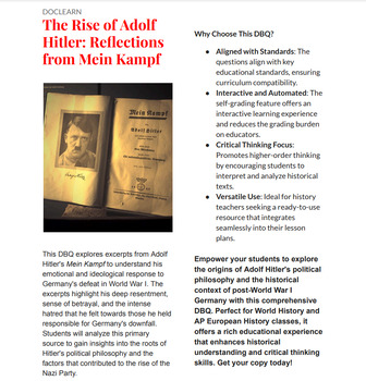 Preview of The Rise of Adolf Hitler: Reflections from Mein Kampf DBQ NO PREP/SELF GRADING
