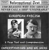 The Rise of European Fascism--Informational Text Worksheet