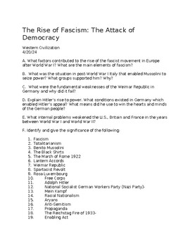 Preview of The Rise of Fascism: The Attack on Democracy Study Guide