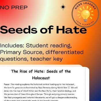 Preview of The Rise of Hate: Seeds of the Holocaust Reading Comprehension Worksheet