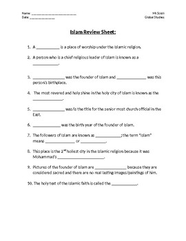 Preview of The Rise of Islam Review Sheet