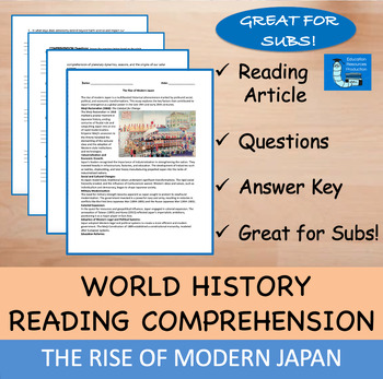 Preview of The Rise of Modern Japan - Reading Comprehension Passage & Questions