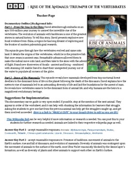 The Rise of the Animals: Triumph of the Vertebrates | Movie Guide Worksheet