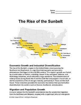 Preview of The Rise of the Sunbelt Worksheet