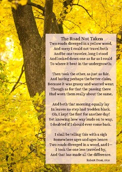 The Road Not Taken Poetry Printable by Blue House School House | TPT