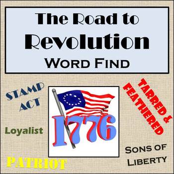 Preview of The Road to Revolution Word Find - U.S. History - American Revolution