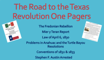 Preview of The Road to the Texas Revolution One Pagers
