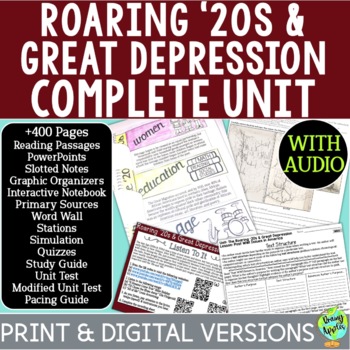Preview of The Roaring '20s Unit & Great Depression Unit - Roaring Twenties Curriculum Plan