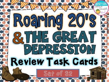 Preview of The Roaring Twenties 20's and Great Depression Review Task Cards - Set of 32