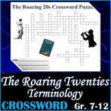 The Roaring Twenties (20s) Terminology Crossword Puzzle Ac