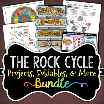 Preview of Rock Cycle Activity Bundle - Doodle Notes, Lab, Color by Number, Foldable