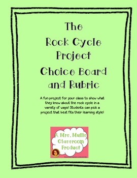 Preview of The Rock Cycle Project Choice Board and Rubric Freebie