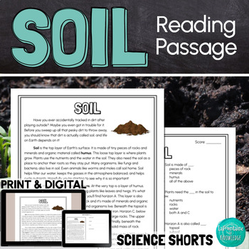 Preview of Soil Reading Comprehension Passage PRINT and DIGITAL