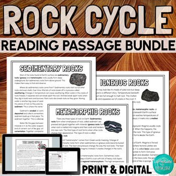 Preview of The Rock Cycle Reading Comprehension Passages Bundle PRINT and DIGITAL